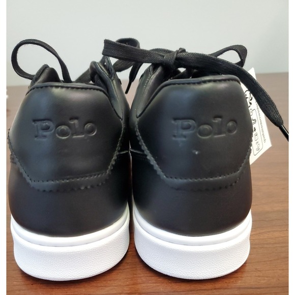 Polo Ralph Lauren‎ Mens Sz 8 CRT LUX lace up leather athletic Sneakers black NEW main image 4